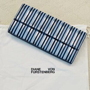 Diane Von Furstenberg Blue Leather Clutch